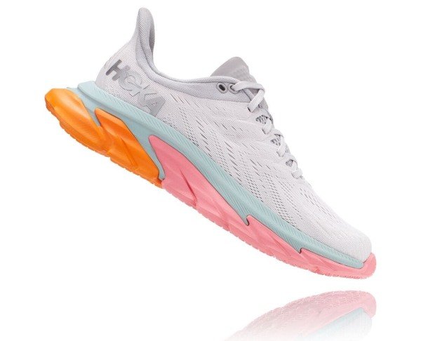 Hoka One One Clifton Edge Womens UK - Grey Pink Road Running Shoes - AUDWS1260